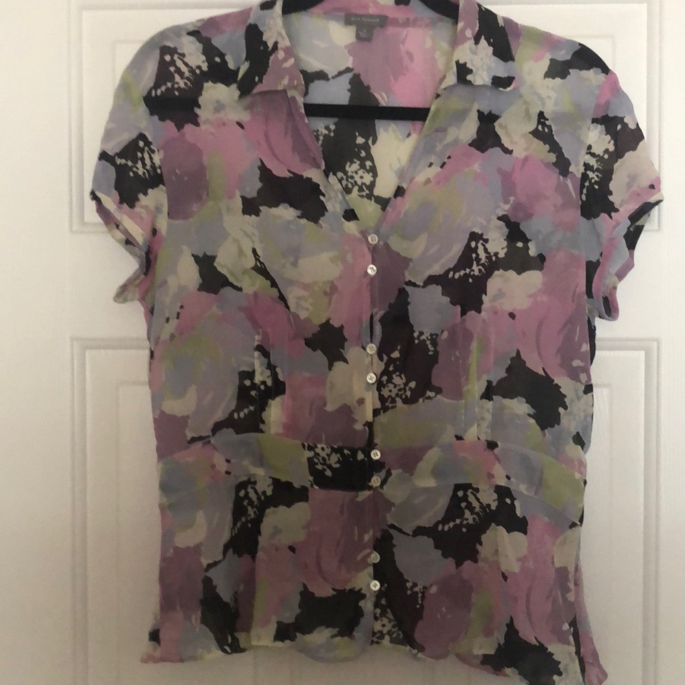 Ann Taylor Sheer Peplum Top Size M